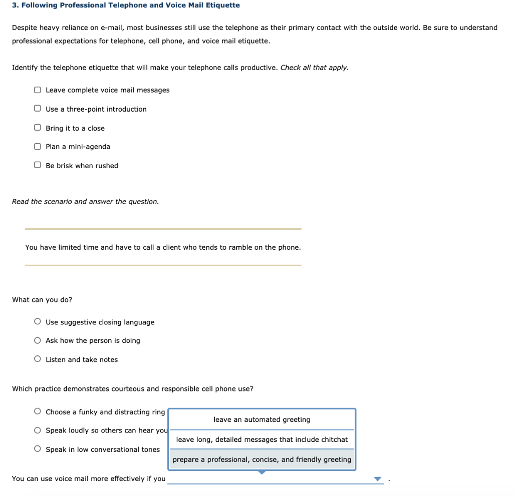 3. Following Professional Telephone and Voice