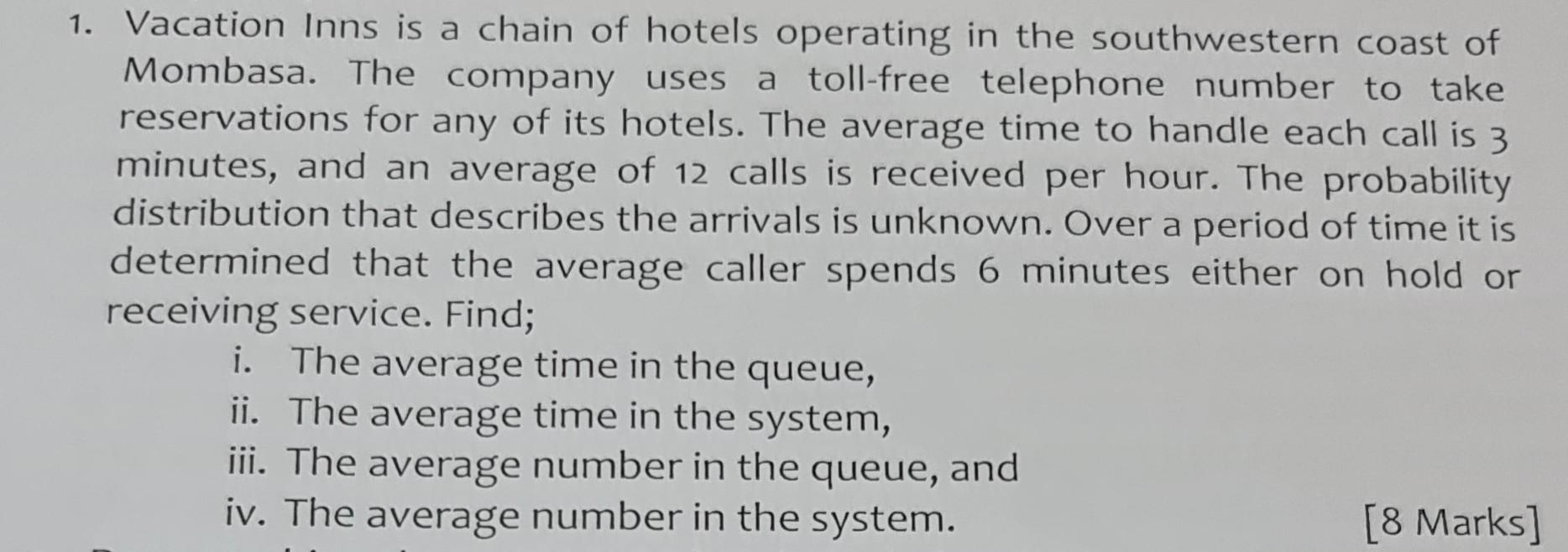 1. Vacation Inns is a chain of hotels operating