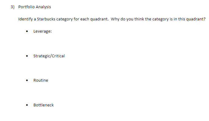 3) Portfolio Analysis Identify a Starbucks