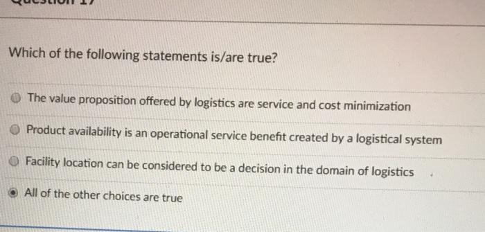 help please Which of the following statements