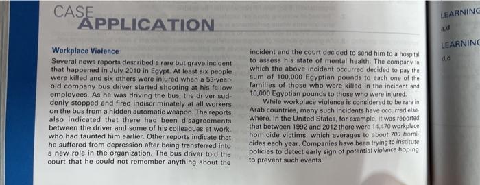 CASE APPLICATION LEARNING 2. LEARNING d.