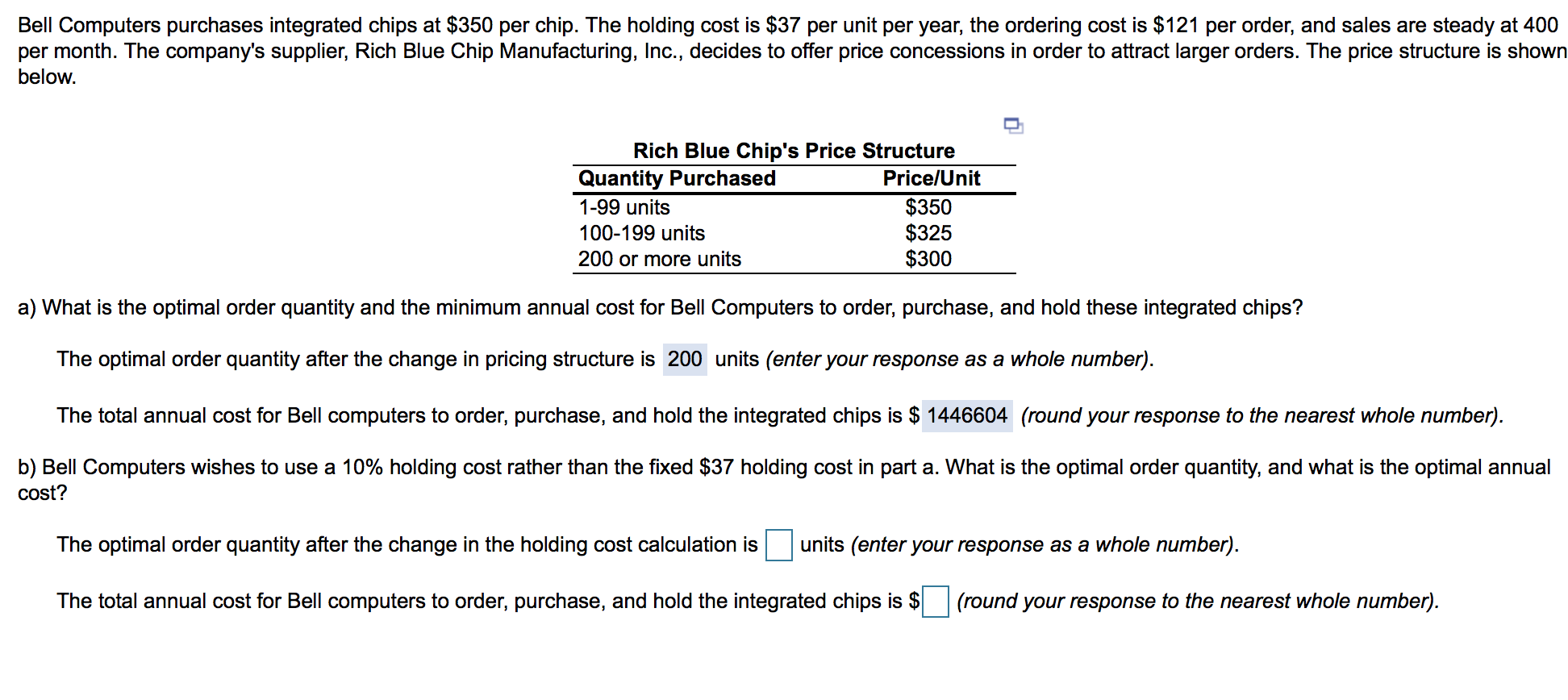 Bell Computers purchases integrated chips at $350