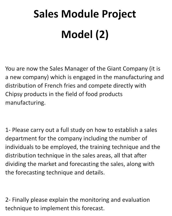 Sales Module Project Model (2) You are now the