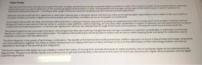 Case Study Walmart and Microsoft recently