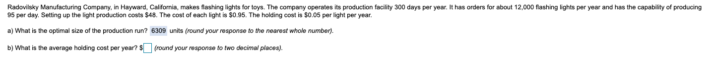 c) What is the average setup cost per year? d)