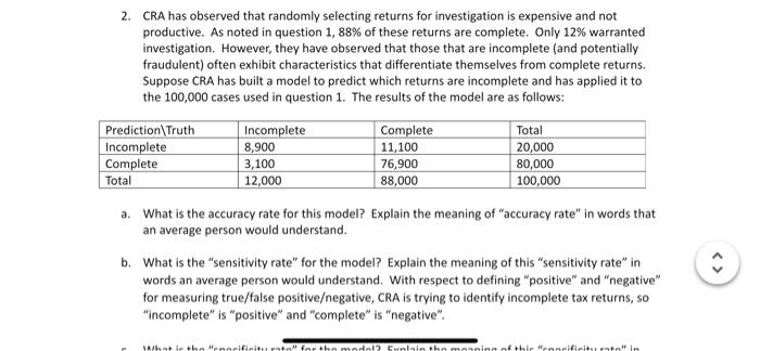 2. CRA has observed that randomly selecting