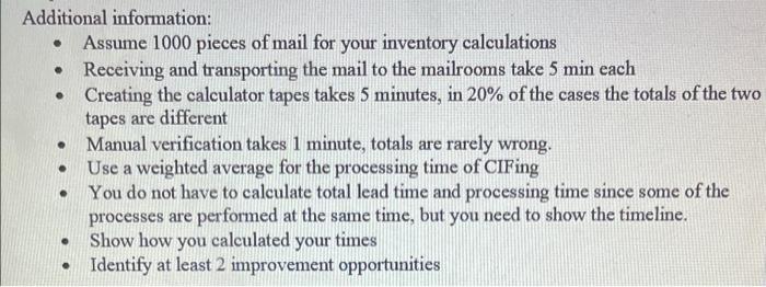 create a value stream map for the mailroom
