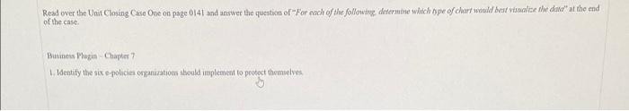 Read over the Unit Closing Case One on page 0141