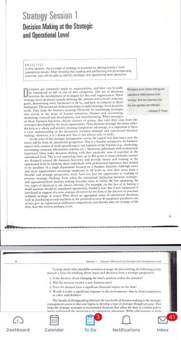 help please Strategy Session 1 Decision Making at