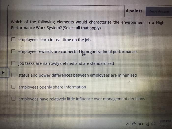 4 points Save Answer Which of the following