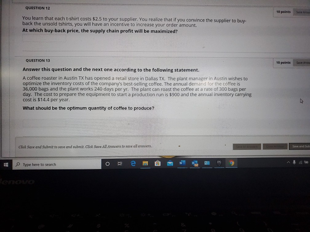 QUESTION 12 10 points Save and You learn that