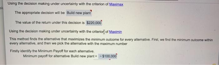 valt Using the decision making under uncertainty