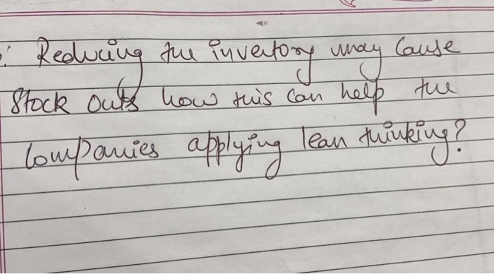 tul Cause the Reducing inventory may Stock out