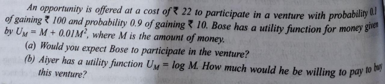 Operations Management An opportunity is offered