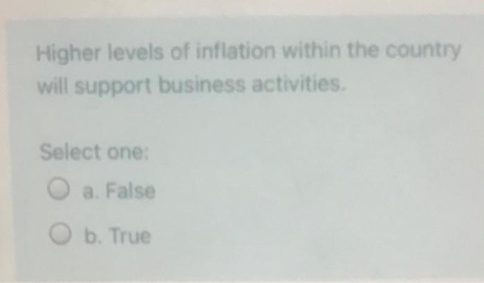 Higher levels of inflation within the country