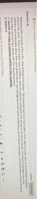 Moving to another question will save this