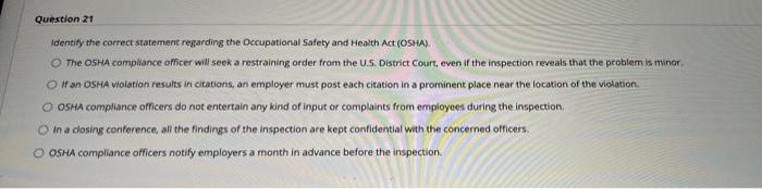 please answer all Question 21 Identify the