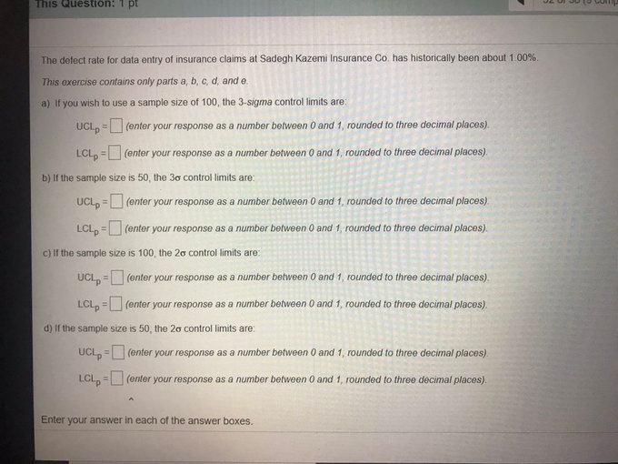 This Question: 1 pt The defect rate for data