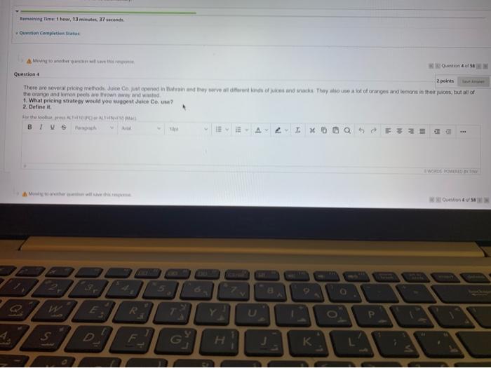 Remaining Time 1 hour, 13 min 37 seconds Question