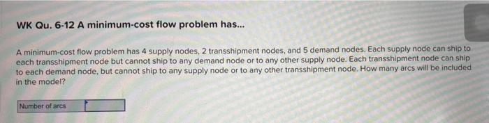 A minimum-cost flow problem has 4 supply nodes, 2