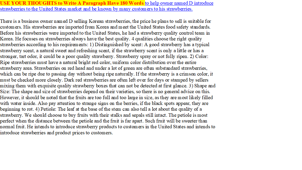 USE YOUR THOUGHTS to Write A Paragraph Have 180