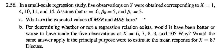 2.56. In a small-scale regression study, five