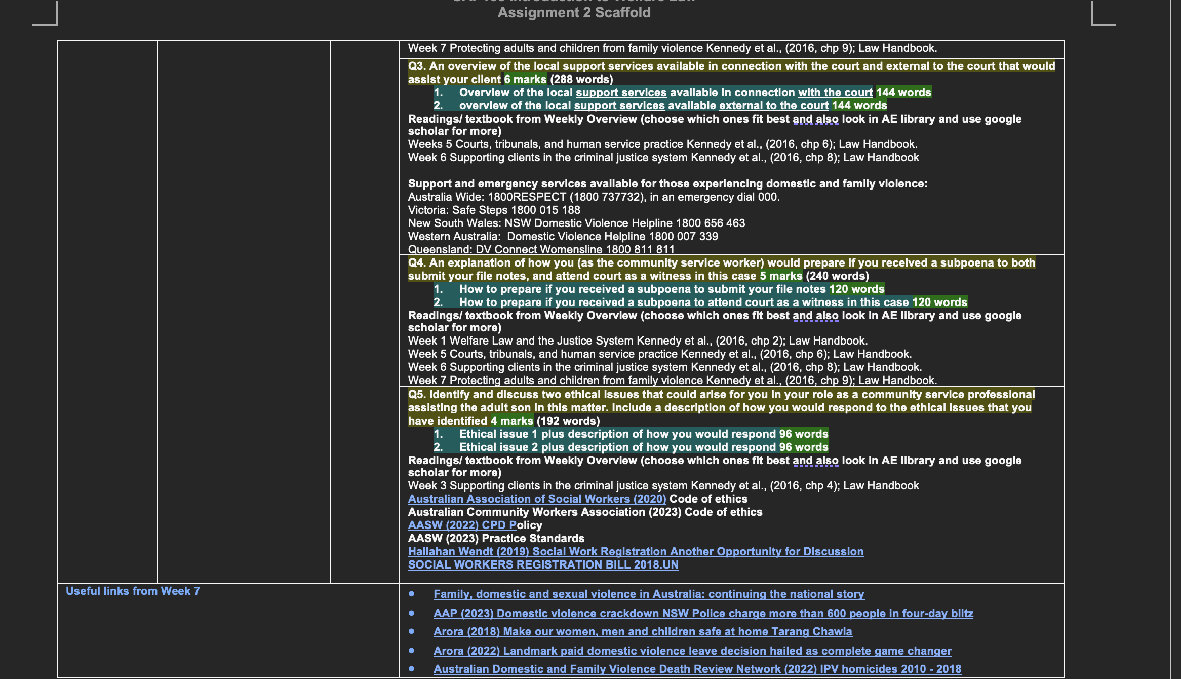 Section Area Word Count 1400-1600 words Research