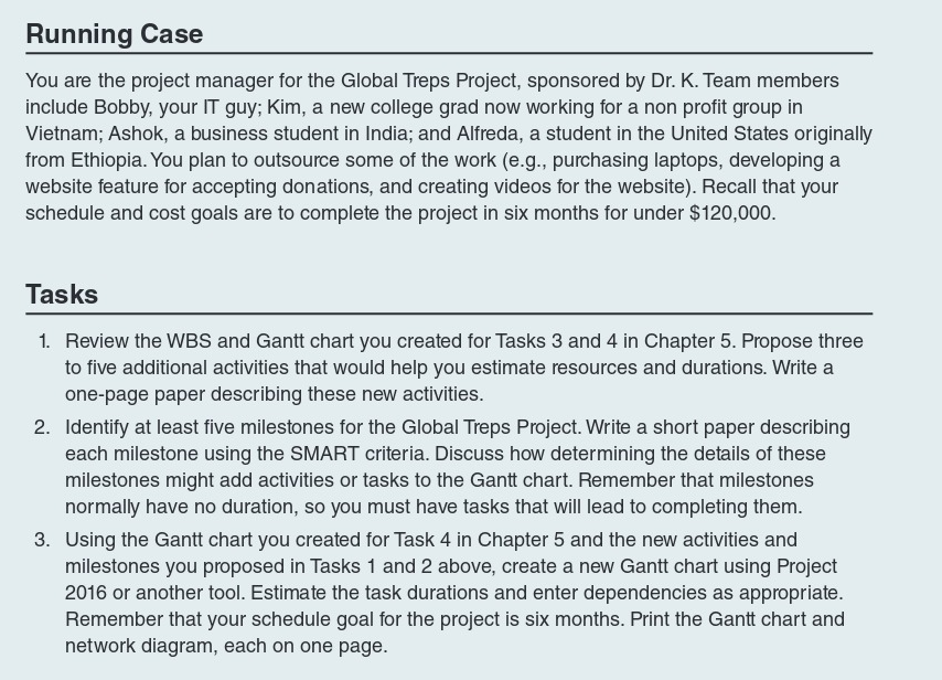 Running Case Task 1-3 Running Case You are the