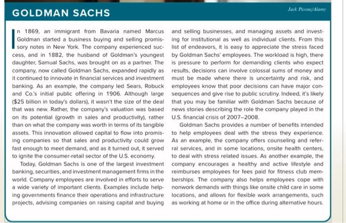 Part-1 Case Study: - Case: GOLDMAN SACHS Please