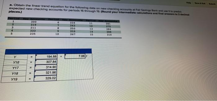 a. Obtain the linear trend equation for the