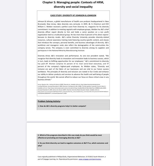 Chapter 5: Managing people: Contexts of HRM,