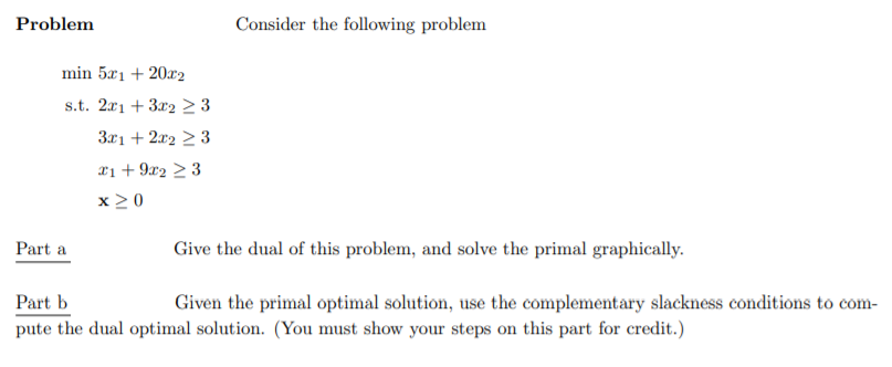 Problem Consider the following problem min 521