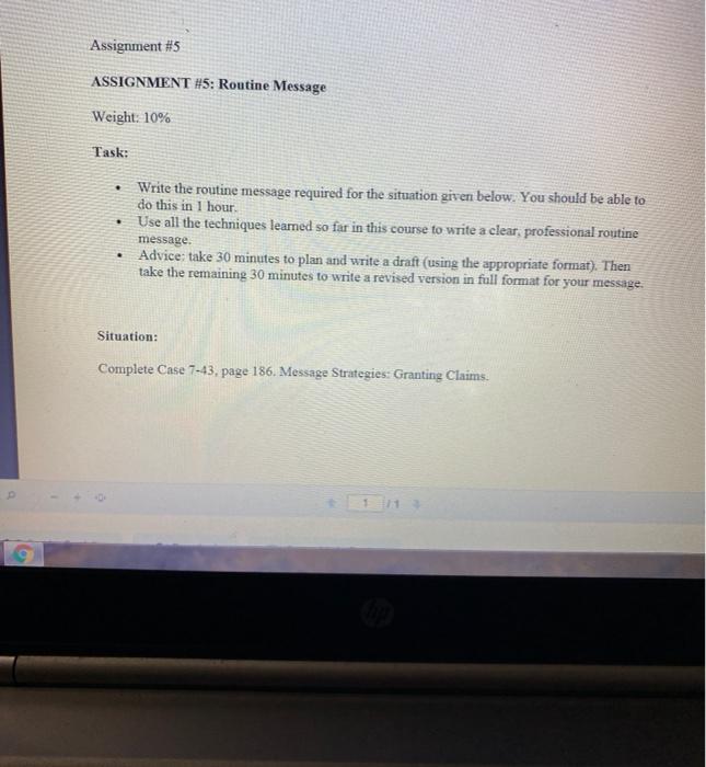 Assignment #5 ASSIGNMENT #5: Routine Message