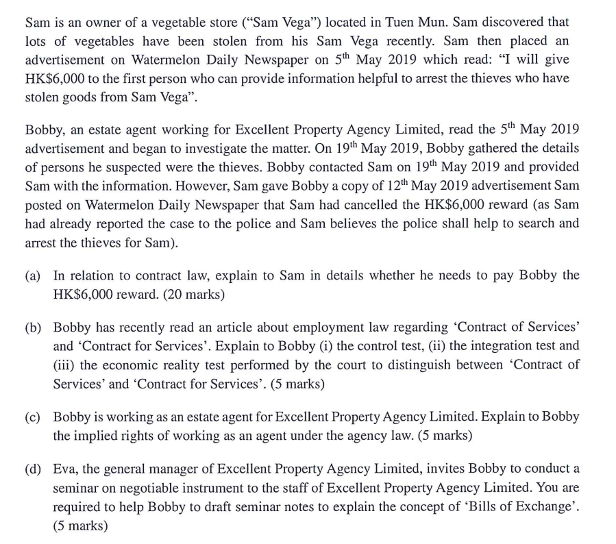 Sam is an owner of a vegetable store ("Sam Vega")