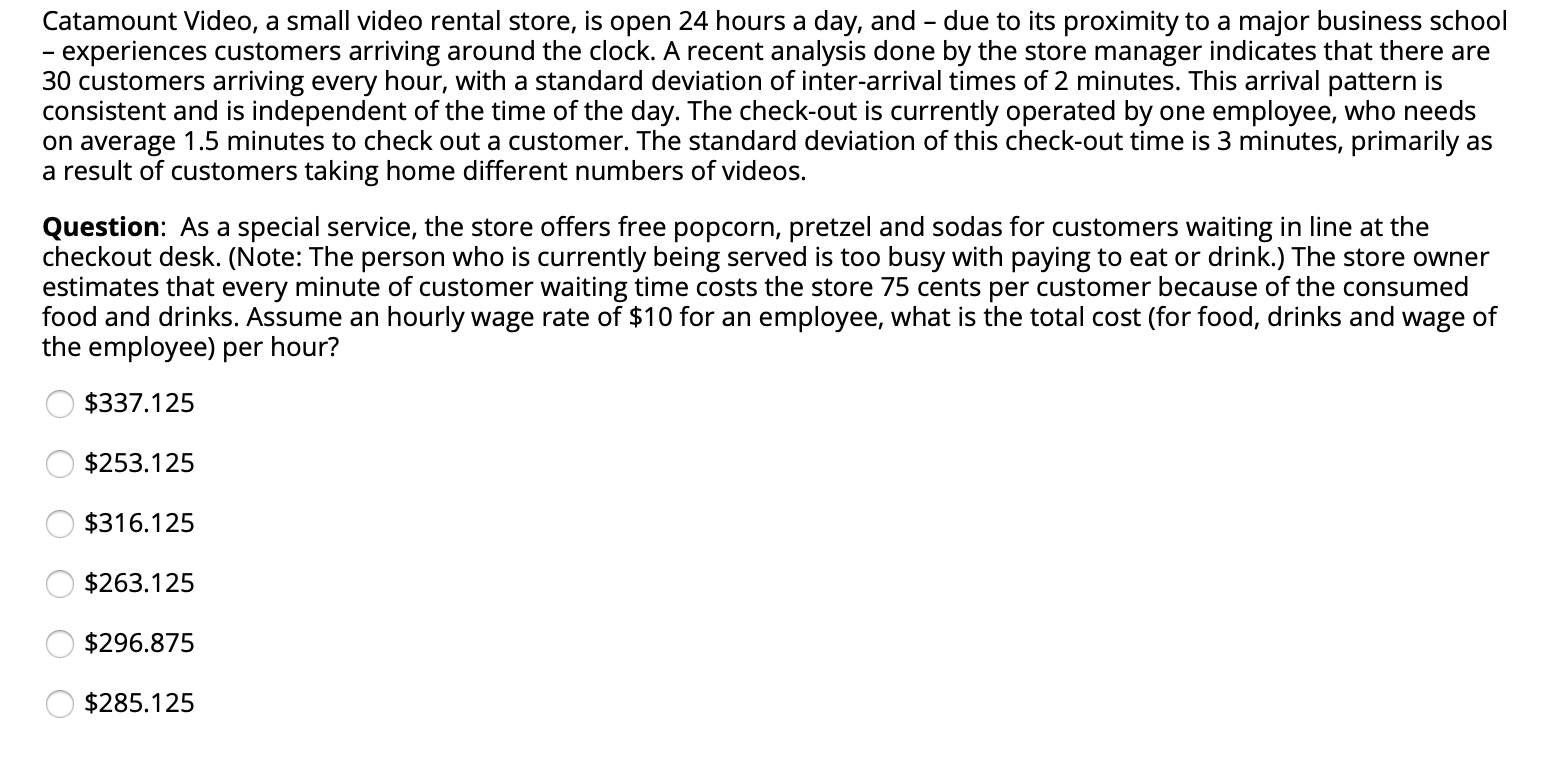 Catamount Video, a small video rental store, is