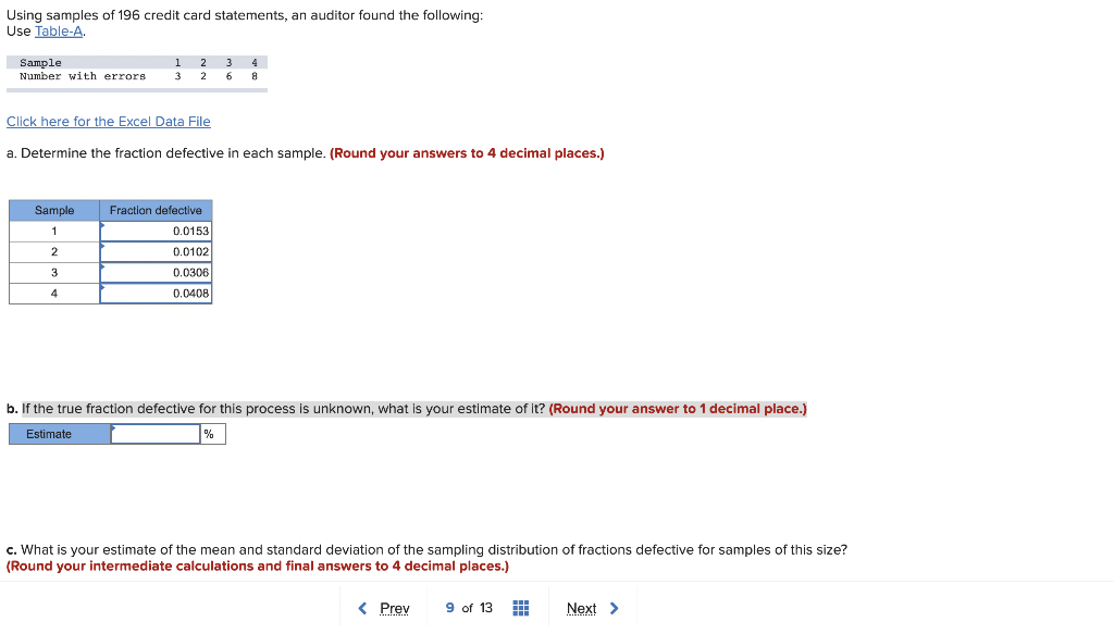 Using samples of 196 credit card statements, an