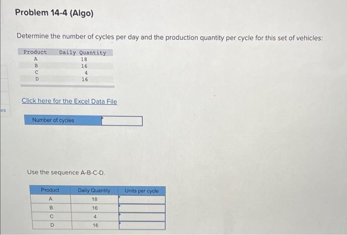 Problem 14-4 (Algo) Determine the number of