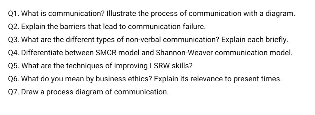 Subject : Communication skills answer all