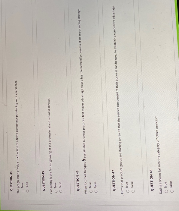 QUESTION 44 The progression of value is a