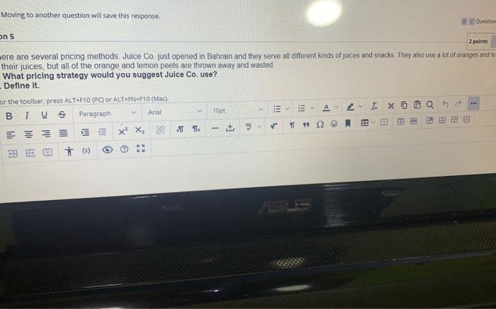 Moving to another question will save this