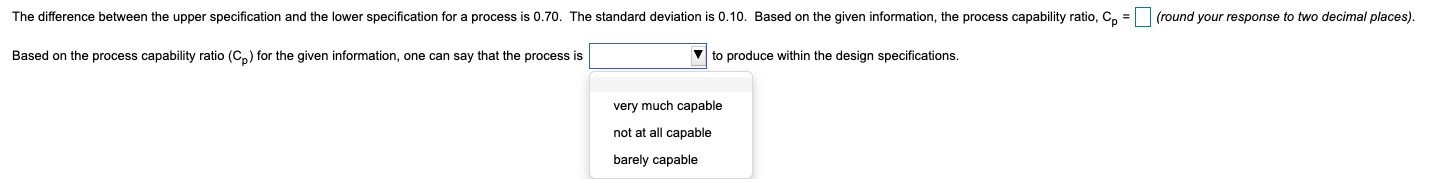 The difference between the upper specification