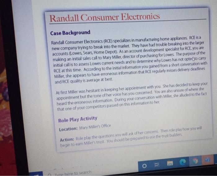 Subject - Marketing Randall Consumer Electronics