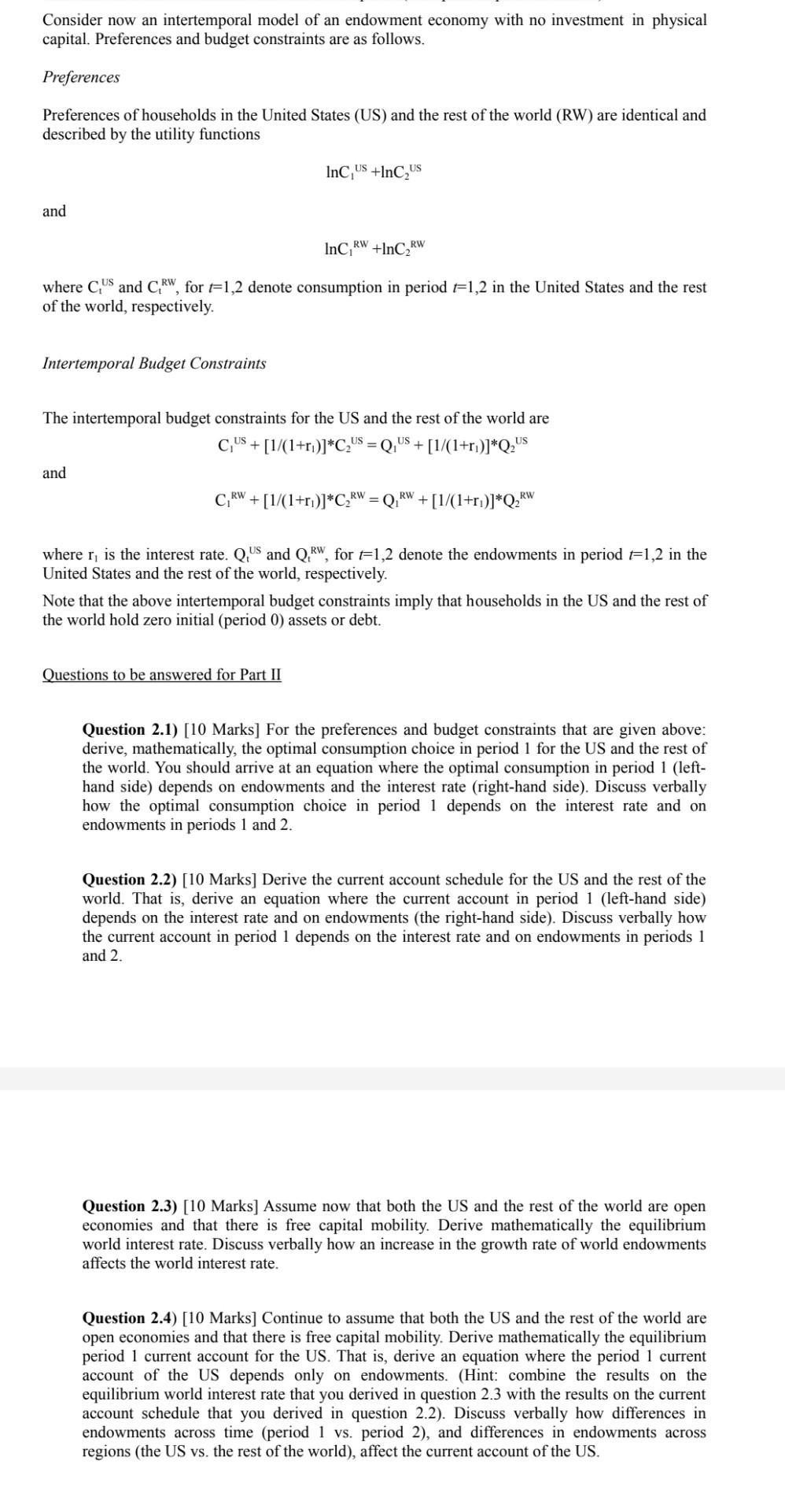 Need Answer for Question 2.3 Consider now an