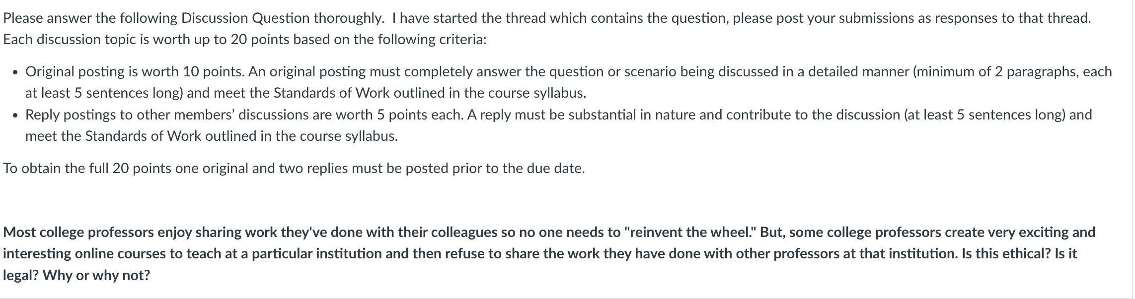 Please answer the following Discussion Question