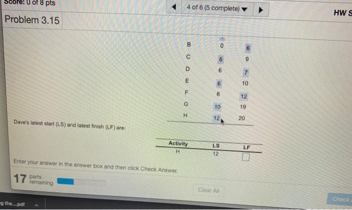 Can you do (LS) + (LF) for A-H please? Slack as