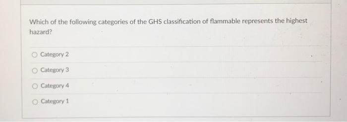 Which of the following categories of the GHS