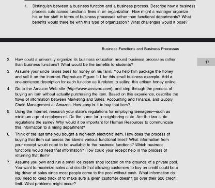 1. Distinguish between a business function and a