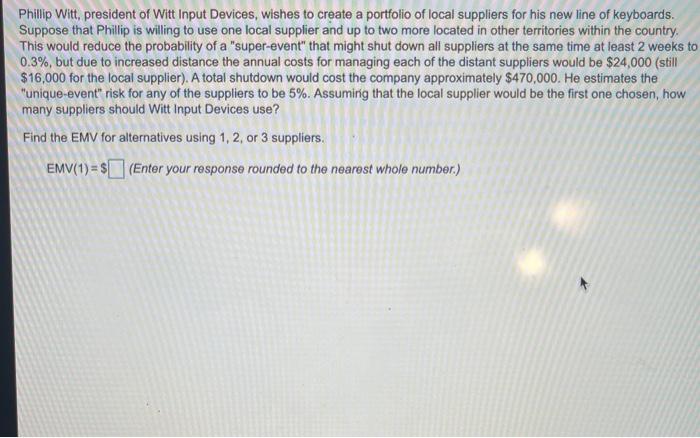 please find EMV(1) EMV(2) EMV(3) which is the