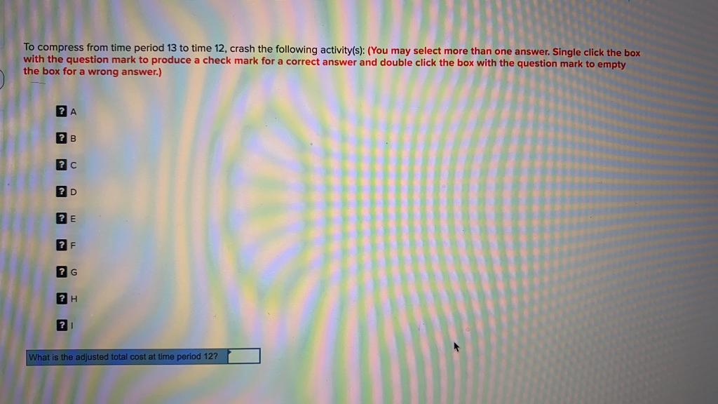 4 X G 1 A 5 5 3 E B 3 H 2 x 5 Total direct cost: