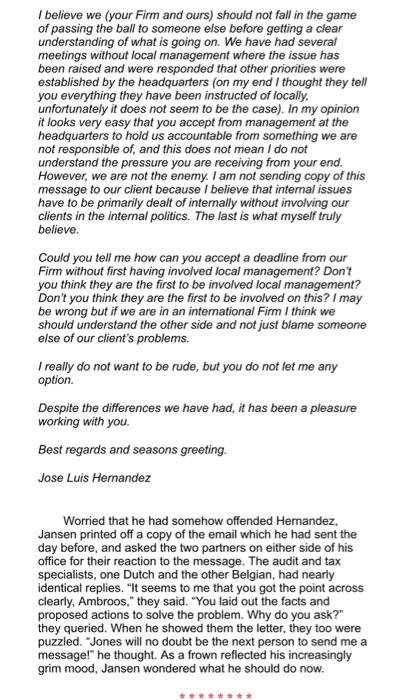 Case #2 - A Cross Cultural Business Problem The